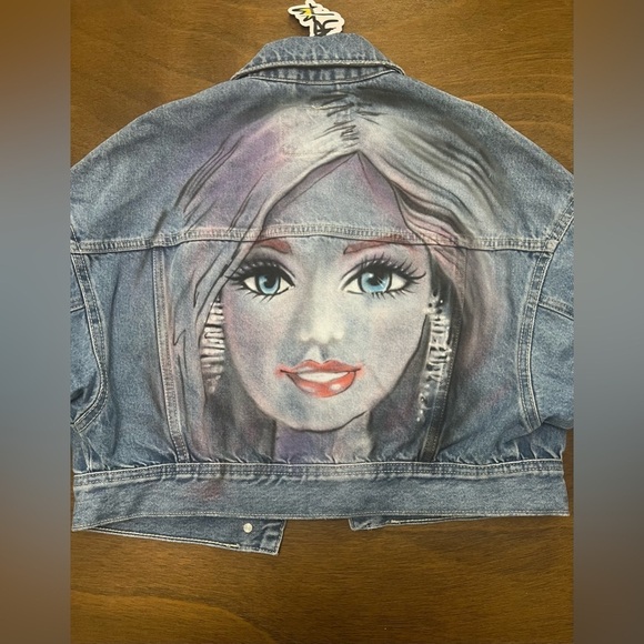 Bershka Jeans Jacket Women Barbie Design XS (0387) - Picture 14 of 16